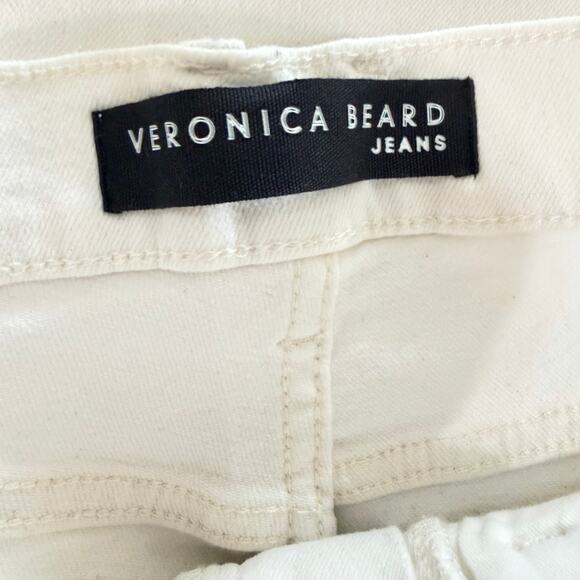 Veronica Beard White Carly Kick Flare High Rise Jeans Raw Hem Stretch Size 27 - Picture 8 of 13